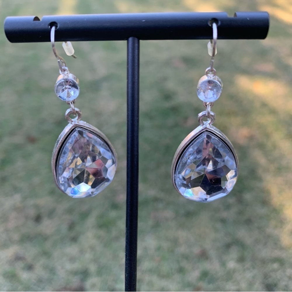 crystal teardrop dangle drop statement earrings party glam formal sparkly - Picture 12 of 13